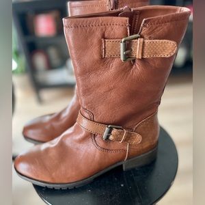 NEVER WORN Naturalizer Genna Leather Zip-Up Midcalf Moto Boot in Cider Spice
